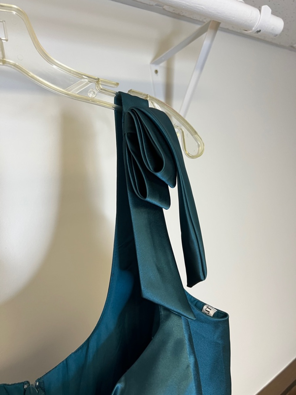 NWT JJs House Teal Satin Party Dress with Bow Straps- 18W - Picture 5 of 9